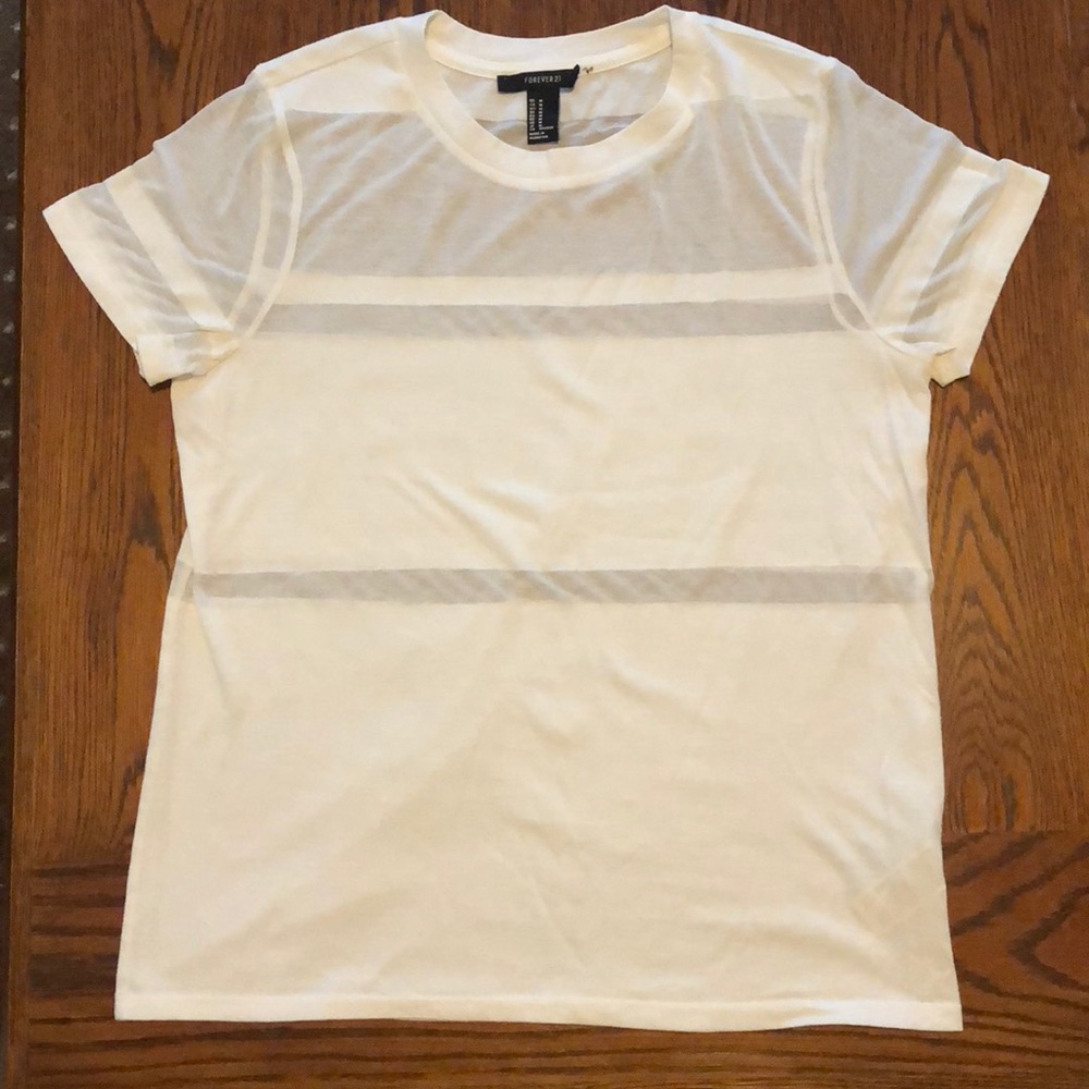 Forever 21 white, semi-sheer t-shirt